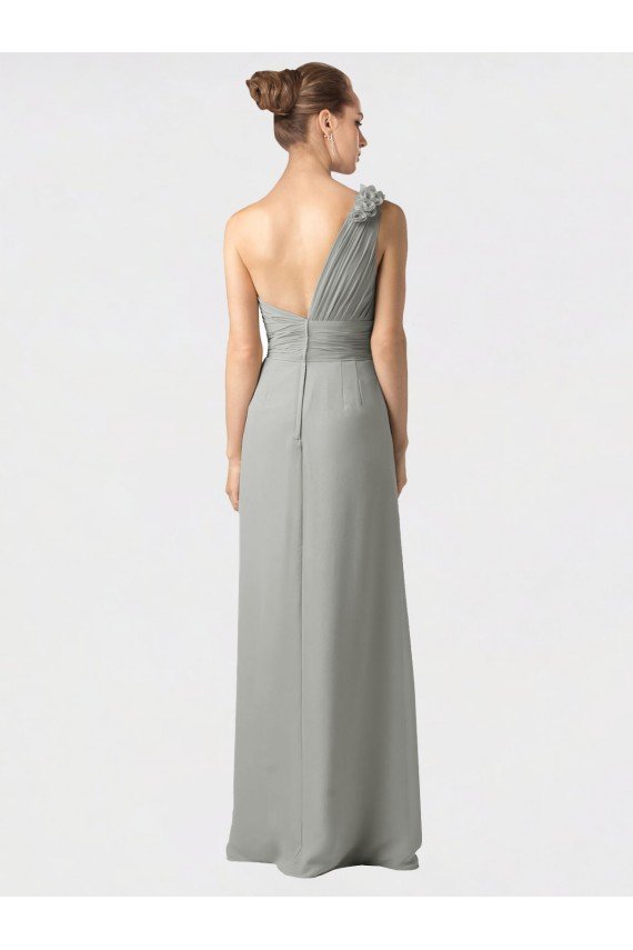 Cheap Sheer One Shoulder Chiffon A-Line Bridesmaid Dress with Slit Sydney