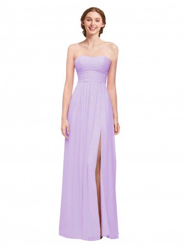 Cheap Strapless Mermaid Chiffon Bridesmaid Dress WITH High Side Slit and Ruffles Sydney