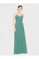 Cheap Rouched V-Neckline and Spaghetti Straps Long Chiffon Bridesmaid Dress Sydney