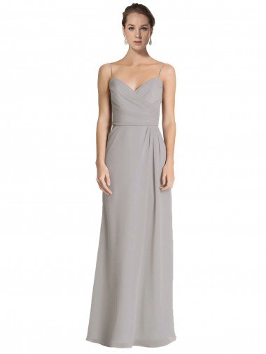 Cheap Long Chiffon A-Line Bridesmaid Dress with Criss-Cross Draped Bodice Sydney