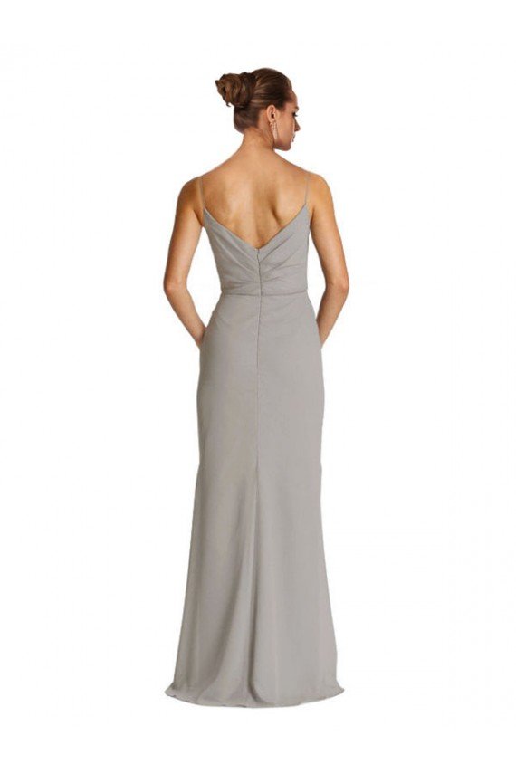 Cheap Long Chiffon A-Line Bridesmaid Dress with Criss-Cross Draped Bodice Sydney