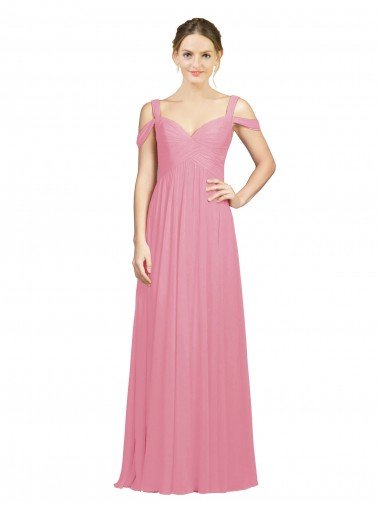 Cheap Sweetheart Long Chiffon Bridesmaid Dress with Off the Shoulder Straps Sydney