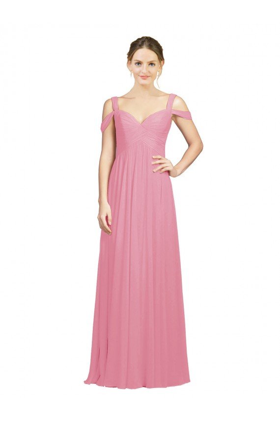 Cheap Sweetheart Long Chiffon Bridesmaid Dress with Off the Shoulder Straps Sydney