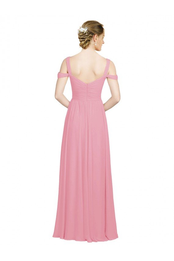 Cheap Sweetheart Long Chiffon Bridesmaid Dress with Off the Shoulder Straps Sydney
