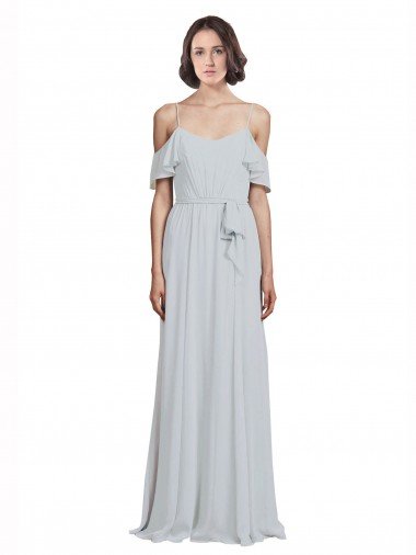 Cheap Off the Shoulder Spaghetti Strap Long Chiffon Bridesmaids Dress Sydney