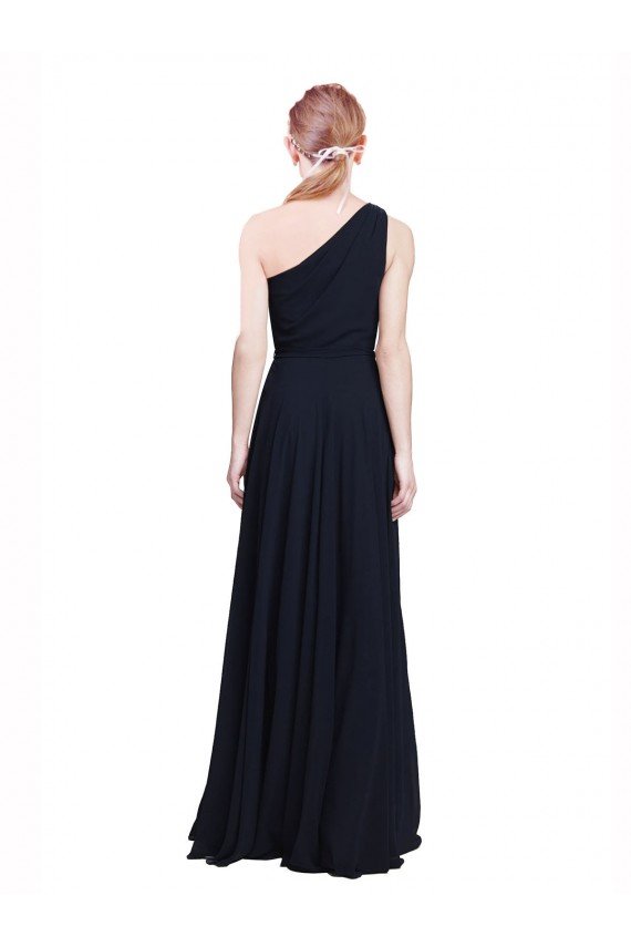 Cheap Long Chiffon Bridesmaid Dress with One Shoulder Neckline And Belt Sydney