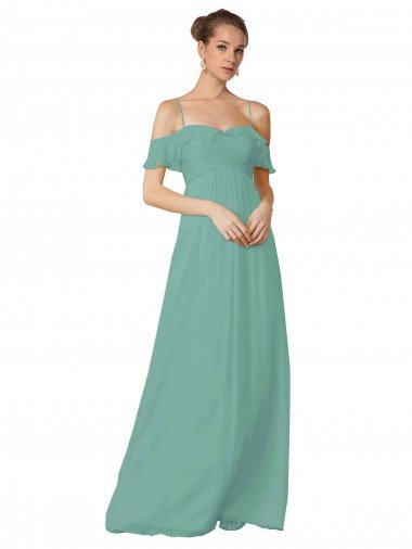 Cheap Hand-Ruched Chiffon Bridesmaid Dress with Flutter Sleeves Sydney