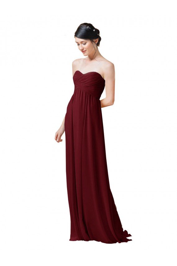 Cheap Hand-Ruched Sweetheart Long Chiffon Bridesmaid Dress Sydney