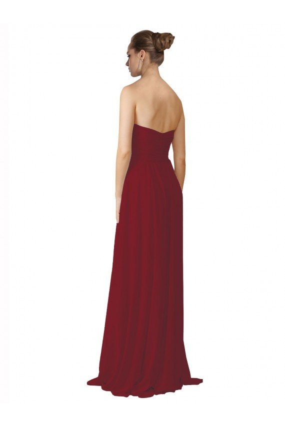 Cheap Hand-Ruched Sweetheart Long Chiffon Bridesmaid Dress Sydney