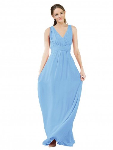 Cheap Long V-Neckline Chiffon Bridesmaid Dress with Twisted Waist Sydney