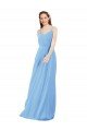 Cheap Pleated Low Back Long V-Neck Chiffon Bridesmaid Dress with Thin Straps Sydney