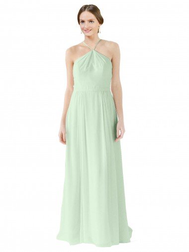 Cheap Front halter Neckline and Deep Back Long Chiffon Bridesmaid Dress Sydney