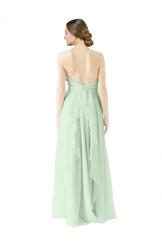 Cheap Front halter Neckline and Deep Back Long Chiffon Bridesmaid Dress Sydney