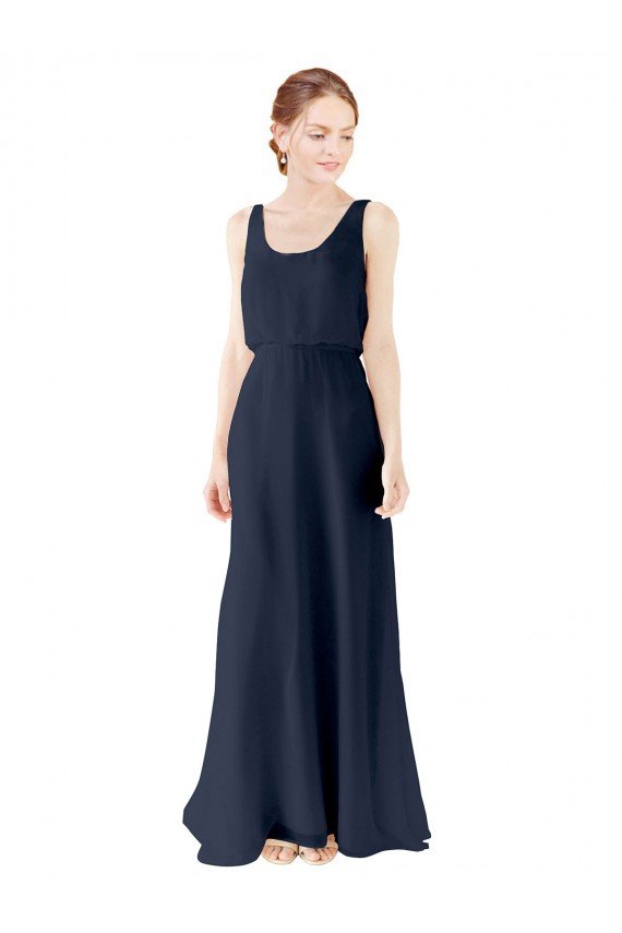 Cheap Scoop Neckline Fitted Long Chiffon Bridesmaid Dress Open Back Sydney