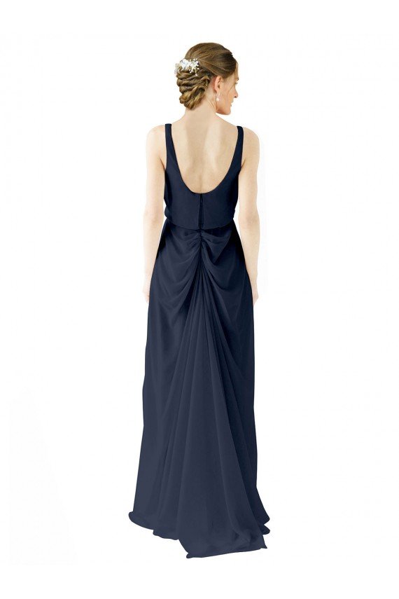 Cheap Scoop Neckline Fitted Long Chiffon Bridesmaid Dress Open Back Sydney