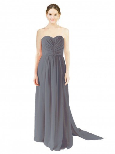 Cheap Long Chiffon Bridesmaid Dress with Sweetheart Neckline and Flowing Back Sydney