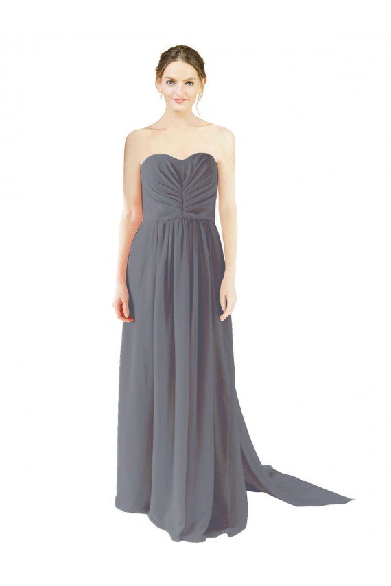 Cheap Long Chiffon Bridesmaid Dress with Sweetheart Neckline and Flowing Back Sydney