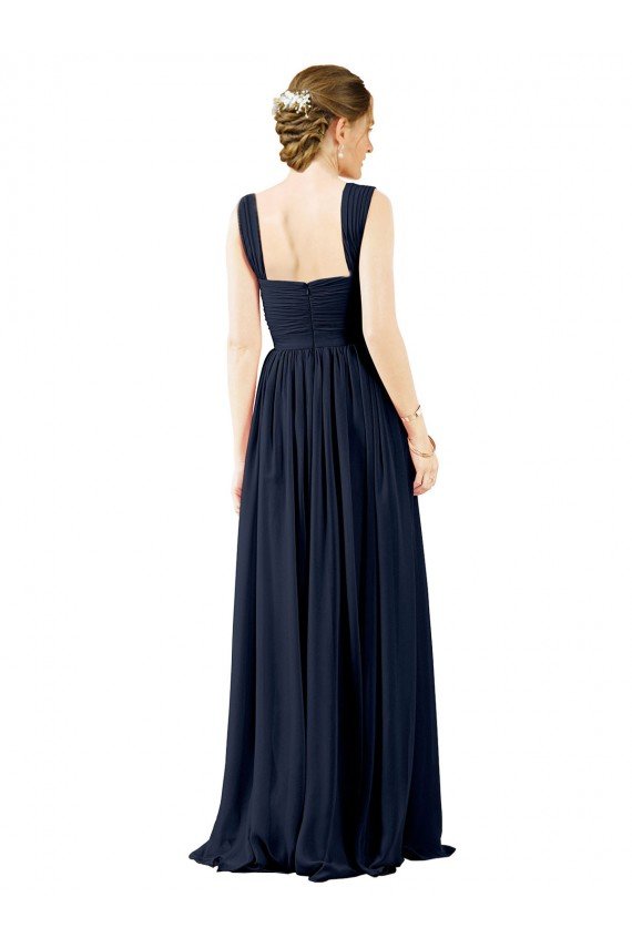 Cheap Square Neckline Sexy Open Back Long Chiffon Bridesmaid Dress Sydney