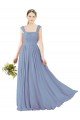 Cheap Square Neckline Sexy Open Back Long Chiffon Bridesmaid Dress Sydney