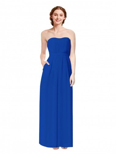 Cheap Strapless Sweetheart Keyhole Back Long Chiffon Bridesmaid Dress Sydney