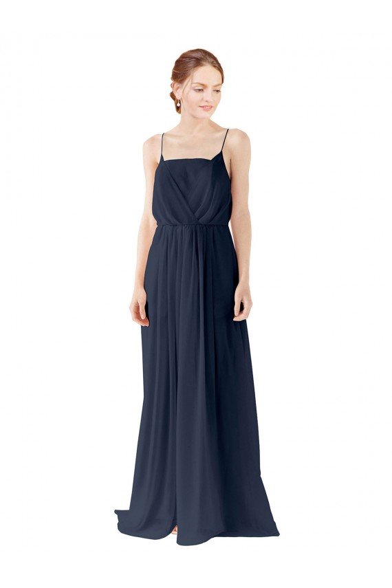 Cheap Spaghetti Straps Open Back Long Chiffon Bridesmaid Dress Sydney