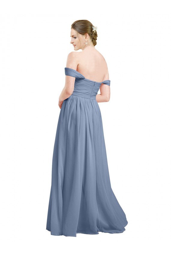 Cheap Long Floor Length Chiffon Bridesmaid Dress with Fluttering Off the Shoulder Straps Sydney