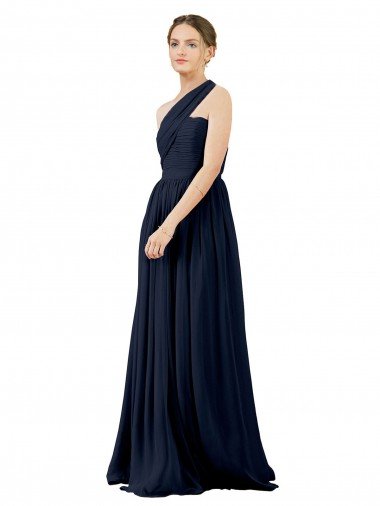 Cheap Draped One Shoulder Strapless Chiffon Bridesmaid Dress Sydney