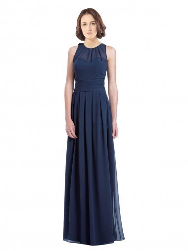 Cheap Chiffon High Neck Sleeveless Bridesmaid Dress with Pleats Sydney