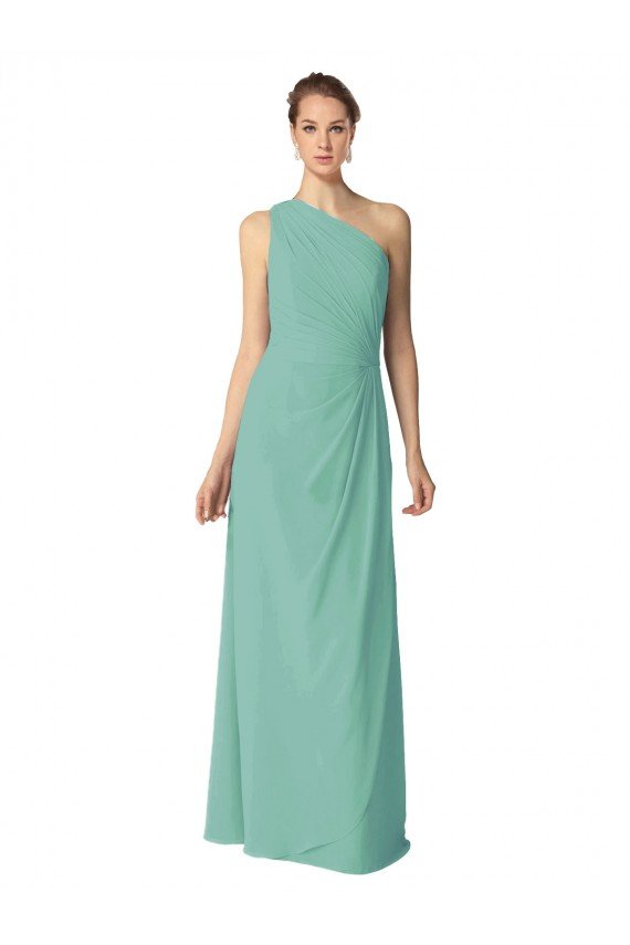 Cheap Long Chiffon One Shoulder Full Length Bridesmaid Dress Sydney