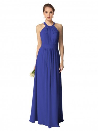 Cheap Long Full Length Chiffon Halter Bridesmaid Dress Sydney