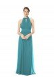 Cheap Ruched Long Chiffon Halter Bridesmaid Dress with Tie Back and Tails Sydney