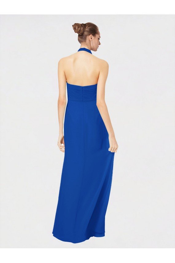 Cheap Sleeveless Long Chiffon Empire Gown with Pleated Halter Straps Sydney