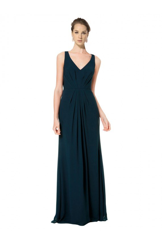 Cheap Long Chiffon V-Neck Sleeveless Bridesmaid Dress with Large Keyhole Back Sydney