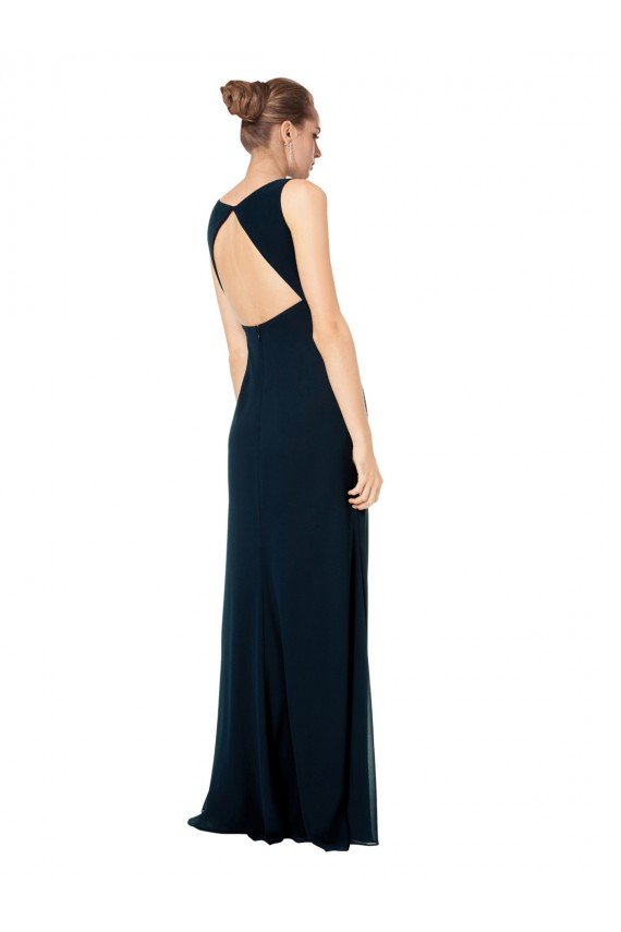 Cheap Long Chiffon V-Neck Sleeveless Bridesmaid Dress with Large Keyhole Back Sydney