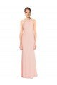Cheap High Neck Long Chiffon Halter Bridesmaid Dress with Drape Chiffon Overlay Sydney