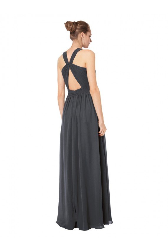 Cheap Long Chiffon Halter Bridesmaid Dress Keyhole Back Sydney