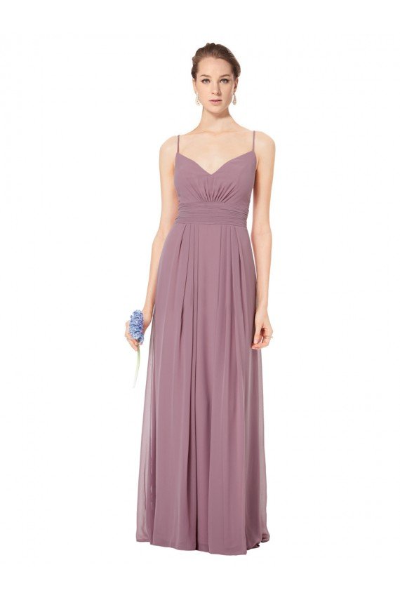 Cheap V-Neck Spaghetti Strap Open Back Long Chiffon Bridesmaid Dress Sydney