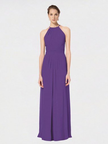 Cheap Long Chiffon Spaghetti Strap Halter Bridesmaid Dress Sydney