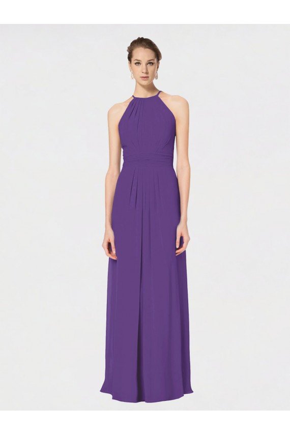 Cheap Long Chiffon Spaghetti Strap Halter Bridesmaid Dress Sydney