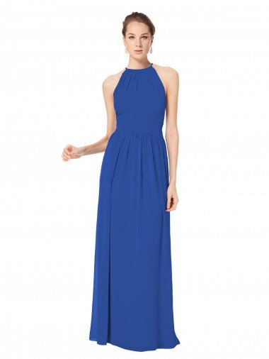 Cheap Long Chiffon High-Neck Sleeveless Bridesmaid Dress Sydney