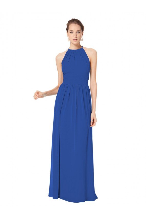 Cheap Long Chiffon High-Neck Sleeveless Bridesmaid Dress Sydney