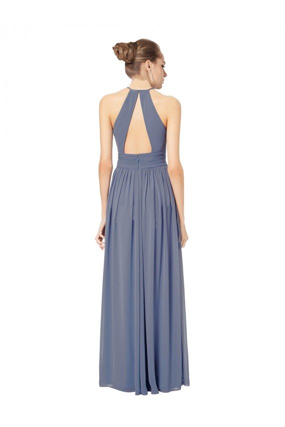 Cheap Long Chiffon High-Neck Sleeveless Bridesmaid Dress Sydney
