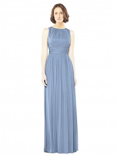 Cheap Open Keyhole Back Bateau Neck Chiffon Bridesmaid Dress Sydney