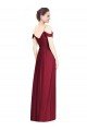 Cheap Off the Shoulder Long Chiffon Bridesmaid Dress with Pleated Sleeves Sydney