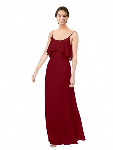 Cheap Scoop Neck Chiffon Bridesmaid Dress with Spaghetti Straps and Low Back Sydney
