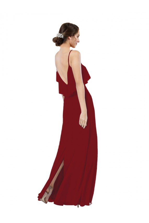 Cheap Scoop Neck Chiffon Bridesmaid Dress with Spaghetti Straps and Low Back Sydney