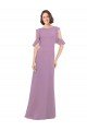 Cheap Long Chiffon Bridesmaids Dress with Flounced Sleeve Detail and Criss Cross Back Sydney