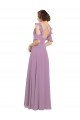 Cheap Long Chiffon Bridesmaids Dress with Flounced Sleeve Detail and Criss Cross Back Sydney