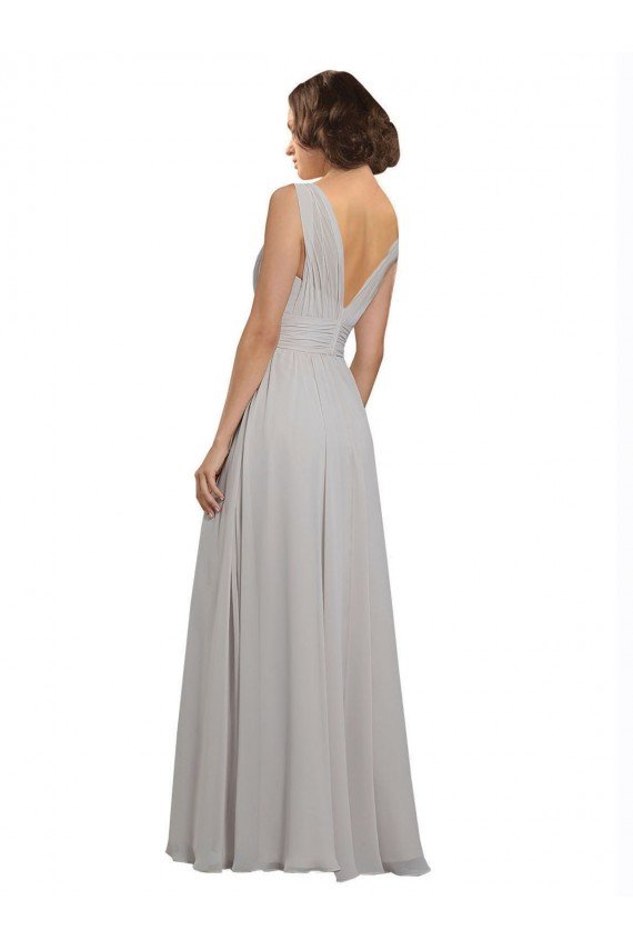 Cheap Twist Shouder Full Chiffon Bridesmaids Dress with V-Neckline and V-Back Sydney