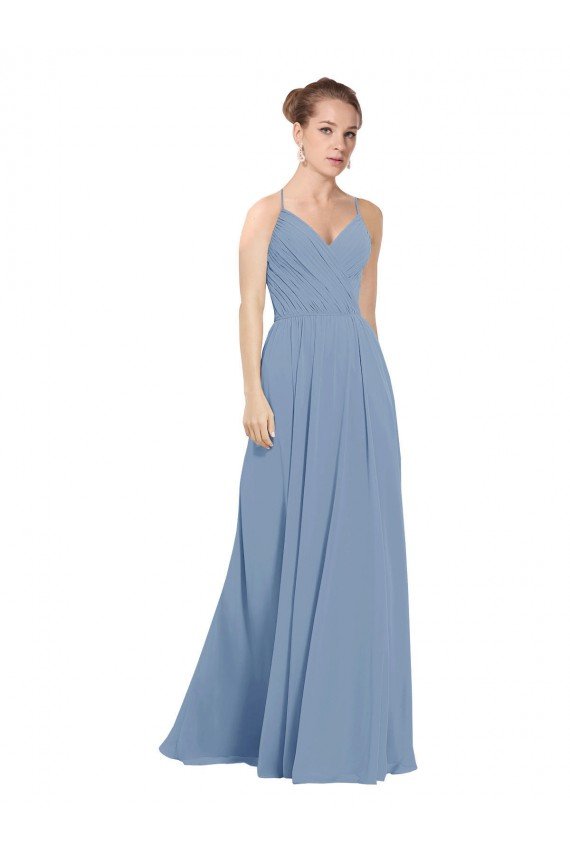 Cheap Chiffon Bridesmaids Dress with Draped V-Neck Bodice and Keyhole Back Sydney